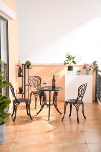 Ensemble de table et de chaises de salle à manger en aluminium moulé moderne, durable et de haute qualité, meubles de jardin <span class=keywords><strong>d</strong></span>'extérieur, meubles <span class=keywords><strong>d</strong></span>'hôtel - Product Image 3