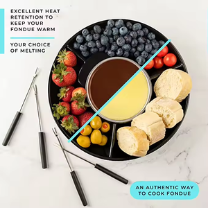 Ensemble de <span class=keywords><strong>Fondue</strong></span> <span class=keywords><strong>Électrique</strong></span> avec Plateaux de Service Détachables <span class=keywords><strong>à</strong></span> Contrôle de Température, <span class=keywords><strong>Fondue</strong></span> au Chocolat et au Fromage, avec 2 Fourchettes <span class=keywords><strong>à</strong></span> Rôtir - Product Image 3