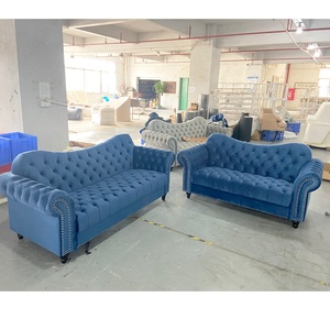 <span class=keywords><strong>Salon</strong></span> Meubles D'hôtel De Haute Qualité Tissu Velours Camel Dos Chesterfield Canapé avec Doubles Clous Profonde Tufed <span class=keywords><strong>Futon</strong></span> Villa - Product Image 2