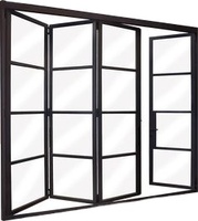 Portes en fer accordéon noir patio extérieur porte pliante en acier de verre portes pliantes en fer pour la maison