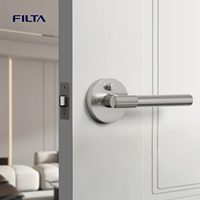 Poignée de porte d'entrée à verrouillage factice pour intimité, poignée de porte moletée en laiton, poignée de porte en aluminium