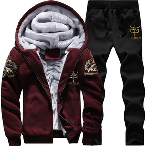 Nouveaux Survêtements Thermiques Tissés pour Hommes d'Hiver, Ensembles Deux Pièces Décontractés et Chauds - Product Image 1