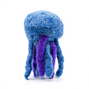 Handmade Traditional Certified Wool Jellyfish <b>Ornament</b> Blue Purple Cartoon Animal Shape Small Indoor Festive <b>Christmas</b> Wall - Product Image 3