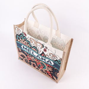 Fashion Custom Linen Handbags Reusable Eco-Friendly Outdoor Shopping Jute <strong>Bag</strong> with Logo - Product Image 3