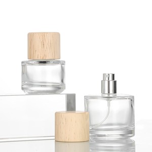 Wholesale Luxury 30ml 50ml 100ml <strong>atomizer</strong> <strong>Perfume</strong> Bottle with Wood Cap Spray unique parfum Glass Bottle Packaging - Product Image 3