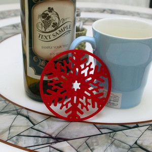 Posavasos navideños, decoraciones para el hogar, posavasos con diseño de copo de nieve, posavasos de fieltro, posavasos de tela no tejida, artículos navideños. - Product Image 4