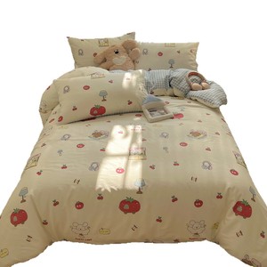 Parure de lit quatre pièces en coton à motifs de dessins animés, respirante 40S, pour toutes les saisons, idéale pour dortoir - Product Image 3