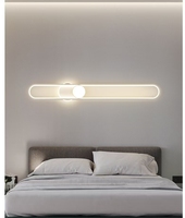 Lampu Dinding Hotel Besi Modern, Lampu Sconce Panjang, Terpasang di Permukaan, Kontrol Jarak Jauh, Warna Dapat Disesuaikan, 3500K Putih Hangat untuk Kamar Tidur Ruang Tamu