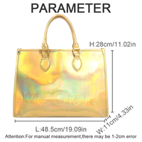 Sac fourre-tout pour femme en or métallisé brillant, holographique et irisé, grande capacité, prêt à être expédié depuis l'entrepôt américain