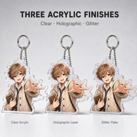 Porte-clés personnalisé en acrylique anime, bords polis, acrylique transparent, sangle de poignet découpée sur mesure, OEM ODM, faible MOQ