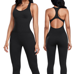 Tuta Sportiva Mezza Lunghezza Personalizzata ad Asciugatura Rapida, Tinta Unita, Traspirante, con Schiena Scoperta, per Allenamento e Yoga da <span class=keywords><strong>Donna</strong></span> - Product Image 1