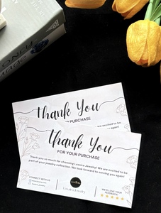 Diseño de logotipo personalizado Papel de arte impreso Tarjeta de agradecimiento de doble cara Tarjeta de agradecimiento de negocios personalizada por su pedido - Product Image 3