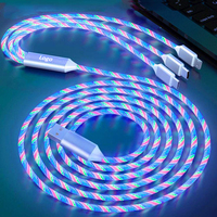 Vente en gros 2.4A LED PVC 3-en-1 Câble de données de charge rapide multiple de 1.2m avec cordon de chargeur de téléphone de différentes couleurs