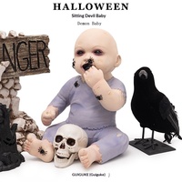 Décoration de scène d'Halloween : Poupée fantôme effrayante, araignée mangeuse de mains, démon bébé chauve assis, Chine