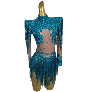 Mono sexy con lentejuelas y flecos para actuaciones en escenario, ropa de festival para Drag Queen, leotardo de fiesta para bailarinas, body con pedrería. - Product Image 6
