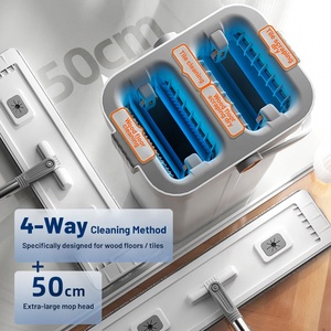 Grande pulizia del pavimento da <span class=keywords><strong>50cm</strong></span> 360 magico mocio piatto bagnato e asciutto uso a mano senza <span class=keywords><strong>Mop</strong></span> con strizzatore Set di mocio piatto in microfibra con secchio - Product Image 2