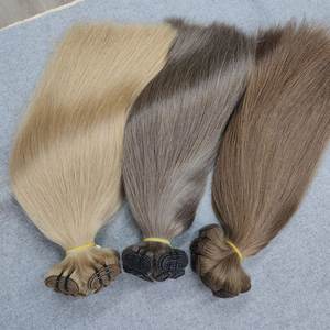 Toupet Cheveux Naturel Droit Soyeux Droite Vague Style Trame Extensions de Cheveux Machine Double Trame Texture Profonde - Product Image 3