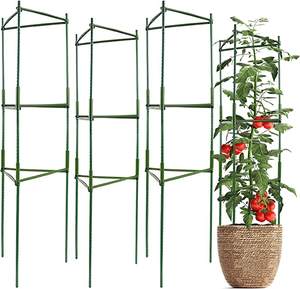 Treillis de jardin multifonctionnel en acier à revêtement vert déformable Plantes Légumes Grimpants Support triangulaire en fer - Product Image 1