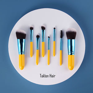 Vonira — ensemble de pinceaux de maquillage, jaunes et bleus, OEM, Mini brosses de voyage avec étiquette privée personnalisée, 8 pièces - Product Image 4