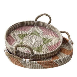 Panier tressé en jonc de mer naturel écologique, style bohème, organisateur de rangement pour la maison, logo personnalisé, usine du Vietnam - Product Image 1