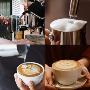 Brocche 12 once Espresso <span class=keywords><strong>fumante</strong></span> in acciaio inox Latte <span class=keywords><strong>caffè</strong></span> Cappuccino Barista brocche di vapore brocca di Latte tazza con penna Latte Art - Product Image 6