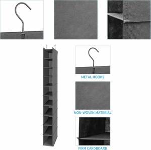 Organisateur de rangement pour chaussures suspendu à 10 compartiments pliables pour vestiaire ou armoire – Optimisez l'espace - Product Image 3