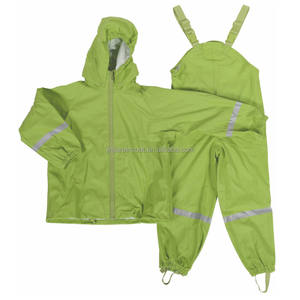 Ensemble imperméable pour enfants garçons et filles, vêtements imperméables en polyuréthane, veste <span class=keywords><strong>de</strong></span> <span class=keywords><strong>pluie</strong></span> et pantalon à bretelles en PU recyclé, combinaison <span class=keywords><strong>de</strong></span> <span class=keywords><strong>pluie</strong></span> unisexe pour bébé - Product Image 2