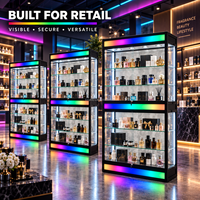 Vitrine Commerciale Verrouillable Haut de Gamme en Verre LED RGB Personnalisable pour Bijoux, Artisanat et Articles de Collection avec Étagères Multi-Niveaux