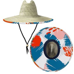 Handmade Straw <b>Hat</b> Custom Printed Fabric Brim Big Brim Summer Beach <b>Hat</b> - Product Image 6