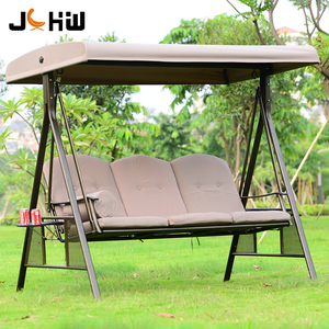 Kursi Ayun Tiga Dudukan Logam Baja Modern untuk Penggunaan di Hotel, Taman, Vila dengan Bantal Tahan Air untuk 3 Orang - Product Image 1