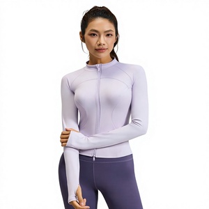 Wholesale Lightweight Women's Zipper <b>Yoga</b> Fitness <b>Jacket</b> Windproof Sports Wear with Customized Logo Sun Protection Front Logo - Product Image 1