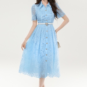 Vestidos de Encaje Elegantes para Mujer, Bordados, de Longitud Media, que Definen la Cintura, a la Moda - Product Image 2