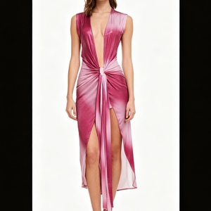 เดรสแฟชั่นผู้หญิงมาใหม่ ดีไซน์เซ็กซี่ คอลึก แขนกุด เอวสูง ทรงเข้ารูป ผ่าข้าง ดีไซน์ไม่สมมาตร - Product Image 3