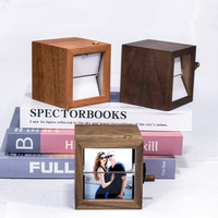 Nouvelle machine à photos et albums animés lumineuse en bois, personnalisée, à manivelle, pour retournement de pages, en boîte en bois, pour l'exportation