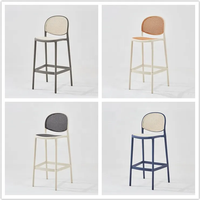 Tabourets de bar légers et luxueux à haut dossier, en rotin et plastique, pour café, bistrot, hôtel, salle à manger, comptoir de cuisine