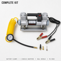 Compresseur d'air pour voiture WZAUTO à double cylindre, 12 V CC, ABS, avec manomètre numérique et lumière d'urgence, 150 PSI
