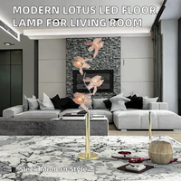 Lampe sur pied Lotus en verre, design floral, la plus vendue, pour salon, chambre, lecture, bureau, lampe de table personnalisée - Vente en gros usine PM