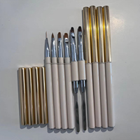 Nouveau Logo Personnalisé Manche En Métal Double Têtes Acrylique Nail Art Outils Poly Polish Gel Nail Art Pinceaux