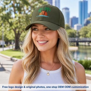 Casquette de baseball en coton de qualité 1.1 OEM ODM avec broderie de <span class=keywords><strong>palmier</strong></span>, usine BSCI pour <span class=keywords><strong>la</strong></span> vente en gros, style vintage, MOQ - Product Image 4