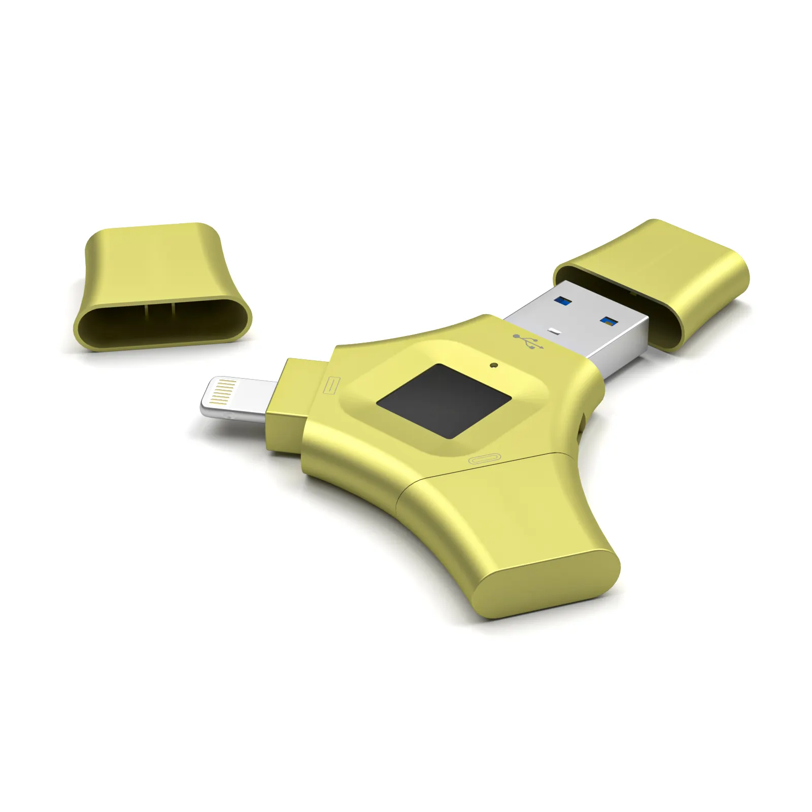 Unidad Flash de seguridad de huellas dactilares 3 en 1, cifrado USB 2,0, transferencia de alta velocidad, disco U, 64GB, 125GB, 256GB