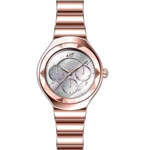 Reloj ODM personalizado de lujo de acero inoxidable con banda de negocios resistente al agua de cuarzo reloj de pulsera para mujer