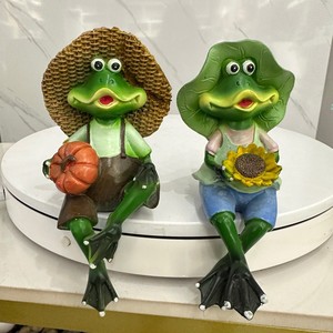Figurines de couple de grenouilles en résine, décoration de jardin, décoration artistique extérieure, cadeau pour la maison - Product Image 4