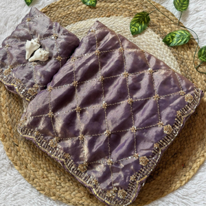 Sari Dhwaja de Lujo, Glamuroso y de Moda, con Cuentas Originales, Tela de Seda, 5.50 Metros de Largo, Estilo Tradicional - Product Image 1