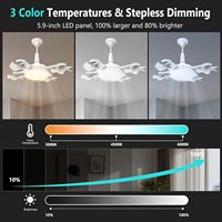 Ventilateur de plafond créatif à 4 têtes avec lumière, pliable, 5 pales, télécommande, lampe de ventilateur à intensité variable, 60W, silencieux, prise LED