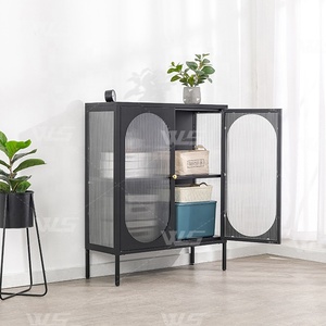 Modern Style Simple Bar Glass Display Cabinet Living Room Storage Patterned Glass Sideboard Cabinet