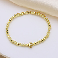 Bracelet à perles lettres bulles couleur or pour femme, bijou initial alphabet tendance, vente en gros