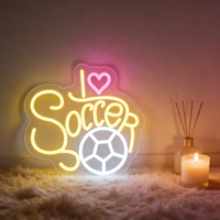 Neonawall I Love SOCCER LED-Neonschild USB-Betrieben Dimmbare Neonlichter für Fans Bar Café Zimmer Party Weihnachtsgeschenk Dekoration