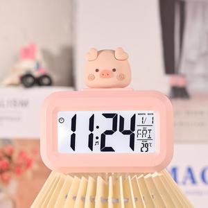 Kid Cartoon <strong>Digital</strong> <strong>Clock</strong> Temperature Display Large Screen Electronic Date <strong>Day</strong> Alarm 8 Different Rings Piggy Shape Desktop <strong>Clock</strong> - Product Image 6
