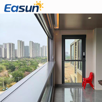 Ventana de elevación eléctrica de aluminio grande, tragaluces de vidrio deslizantes verticales automáticos, vidrio templado doble de acero inoxidable
