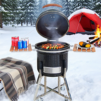 Barbecue Kamado moderne de style américain de 22 pouces en acier inoxydable avec finition enduite et caractéristiques de sécurité pour le camping en plein air
